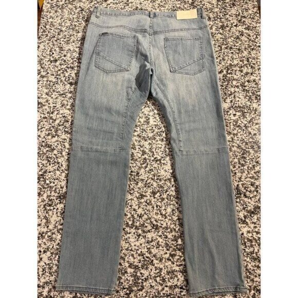 Zanerobe Mens Skinny Fit Jeans 38x32 Light Wash Denim Knee Panel Button Fly Y2K - Picture 2 of 10